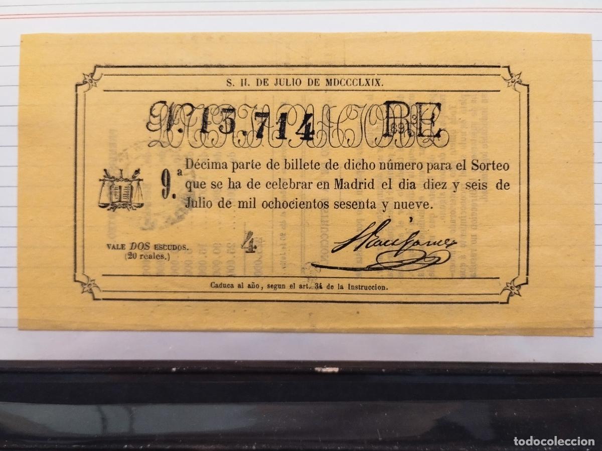 Nationale spanische Lotterie: FAC - DECIMO LOTERIA NACIONAL. A&Ntilde;O 1869. MADRID. LIGERAS DOBLECES. BUENA CALIDAD. LEER DESCRIPCION