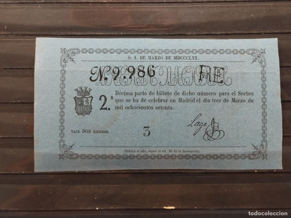 Nationale spanische Lotterie: FAC - DECIMO LOTERIA NACIONAL. A&Ntilde;O 1870 MADRID. EXCELENTE CALIDAD. PLANCHA. LEER DESCRIPCION