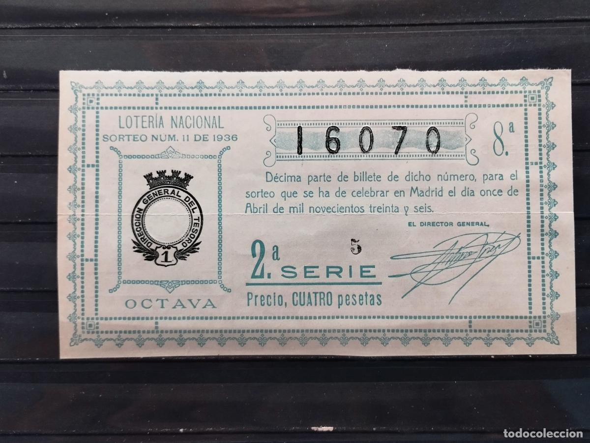 Nationale spanische Lotterie: FAC - DECIMO LOTERIA NACIONAL. A&Ntilde;O 1936 SORTEO 11 MADRID. BUENA CALIDAD. LEER DESCRIPCION