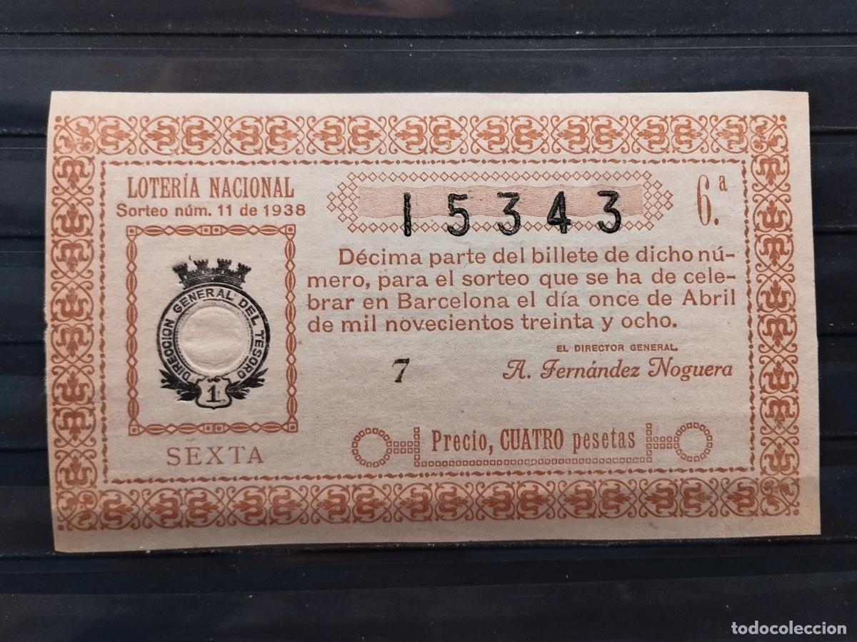 Nationale spanische Lotterie: FAC - DECIMO LOTERIA NACIONAL. A&Ntilde;O 1936 SORTEO 11 BARCELONA. EXCELENTE CALIDAD. LEER DESCRIPCION