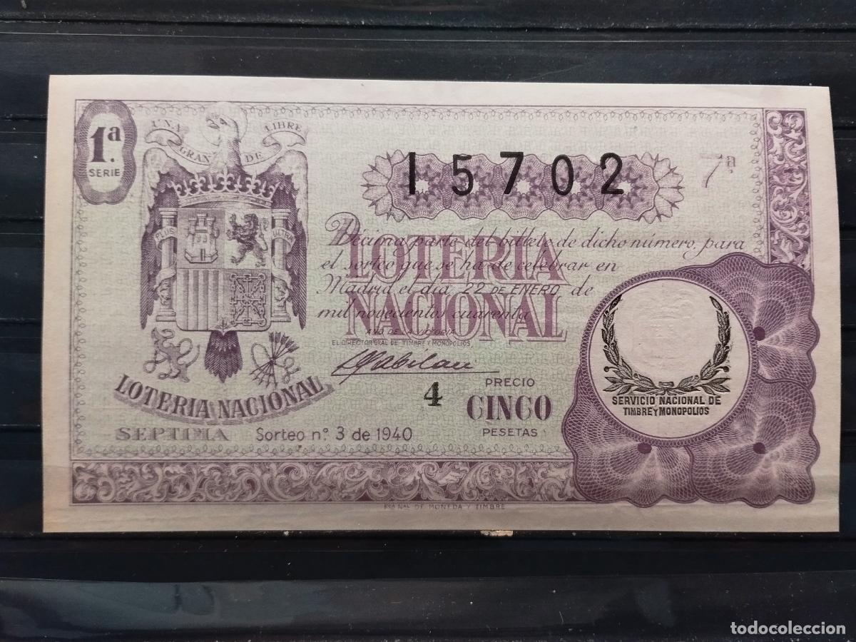 Nationale spanische Lotterie: FAC - DECIMO LOTERIA NACIONAL 1940. MADRID. SORTEO N&ordm; 3. MUY BUENA CALIDAD. LEER DESCRIPCION