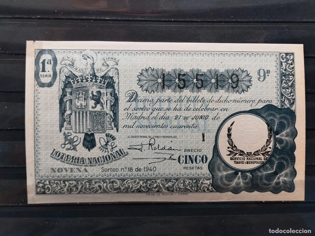 Loterie Nationale: FAC - DECIMO LOTERIA NACIONAL 1940. MADRID. SORTEO N&ordm; 18. PEQUE&Ntilde;A REPARACION EN ESQUINA SUPERIOR