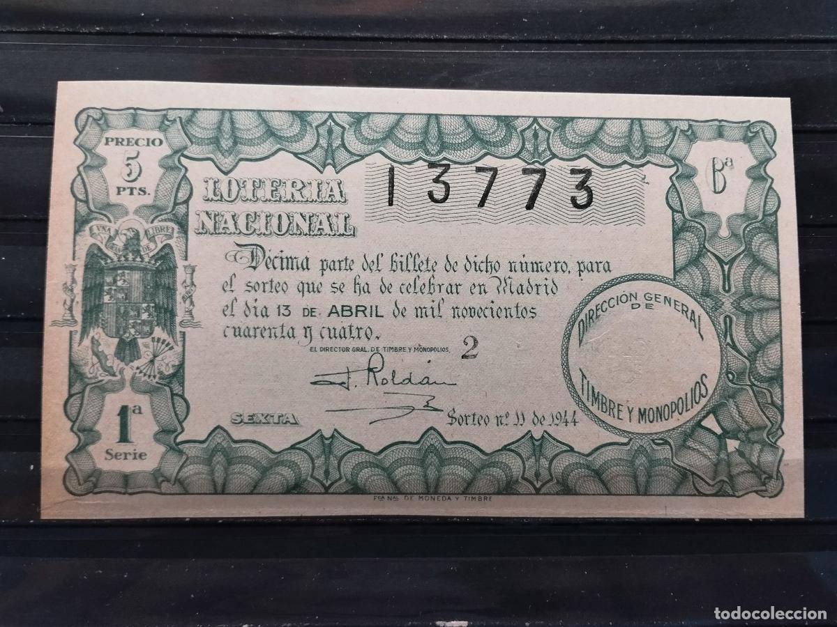 Lotaria Nacional: FAC - DECIMO LOTERIA NACIONAL 1944. MADRID. SORTEO N&ordm; 11. EXCELENTE CALIDAD. LEER DESCRIPCION.