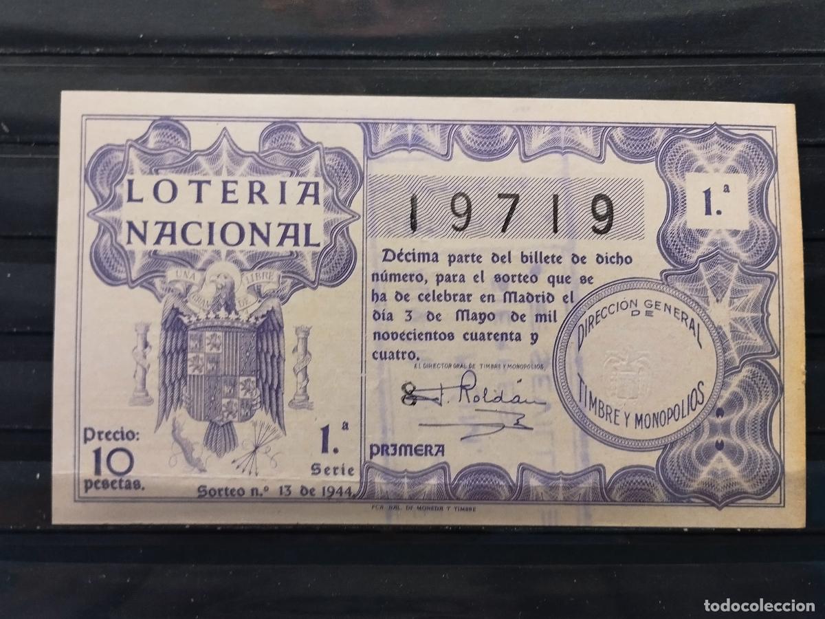 Lotteria Nationale Spagnola: FAC - DECIMO LOTERIA NACIONAL 1944. MADRID. SORTEO N&ordm; 13. EXCELENTE CALIDAD. LEER DESCRIPCION.