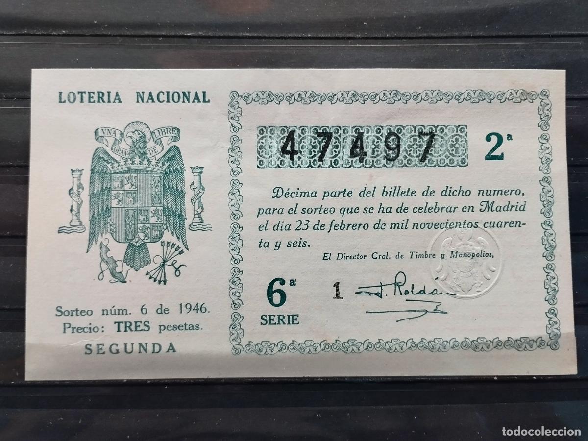 Loterie Nationale: FAC - DECIMO LOTERIA NACIONAL 1946. MADRID. SORTEO N&ordm; 6. MUY BUENA CALIDAD. LEER DESCRIPCION