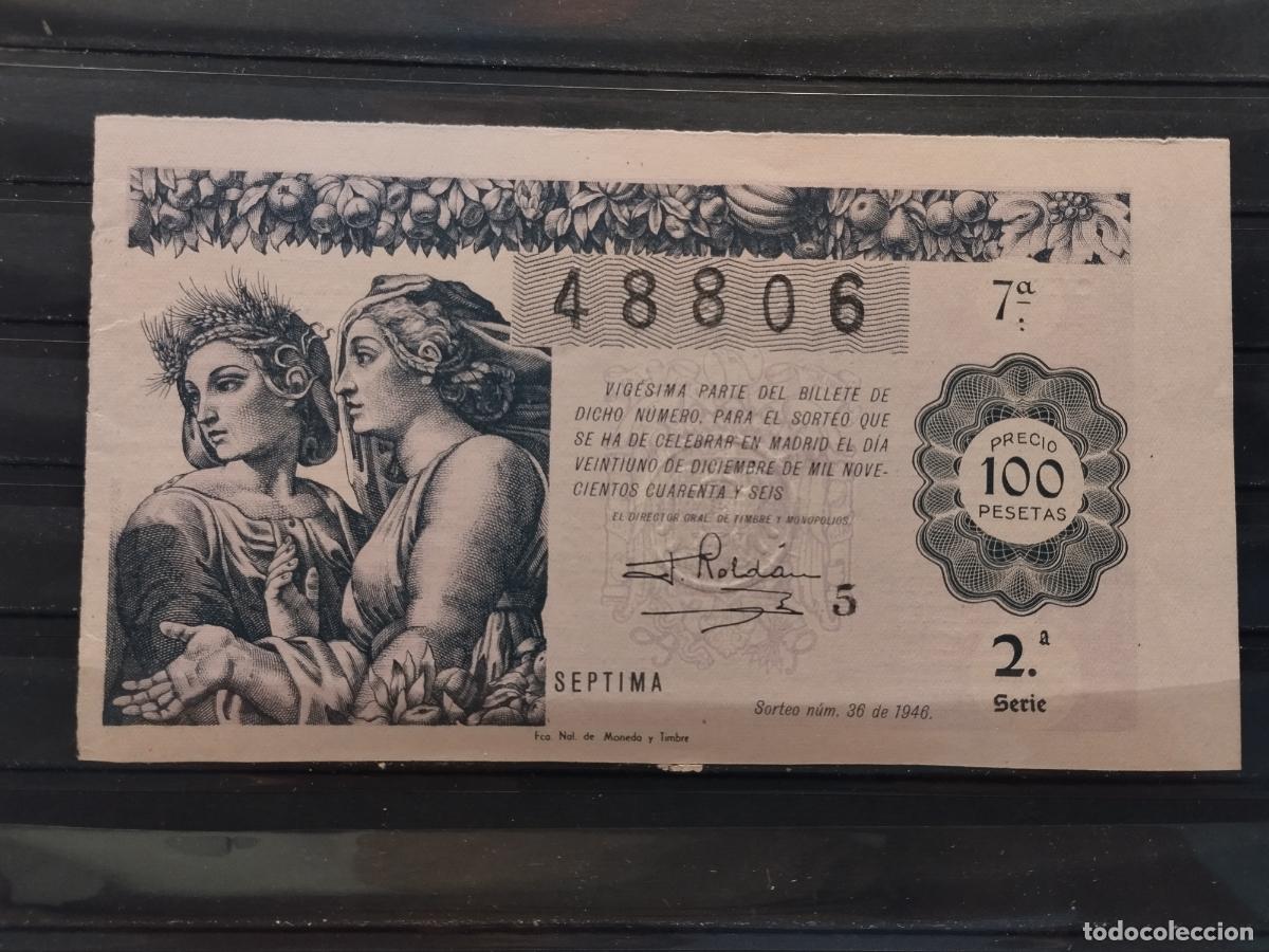 Loterie Nationale: FAC - DECIMO LOTERIA NACIONAL 1946. MADRID. SORTEO N&ordm; 36. EXCELENTE CALIDAD. LEER DESCRIPCION