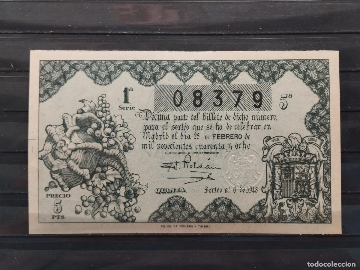 Loterie Nationale: FAC - DECIMO LOTERIA NACIONAL 1948. MADRID. SORTEO N&ordm; 6. EXCELENTE CALIDAD. LEER DESCRIPCION
