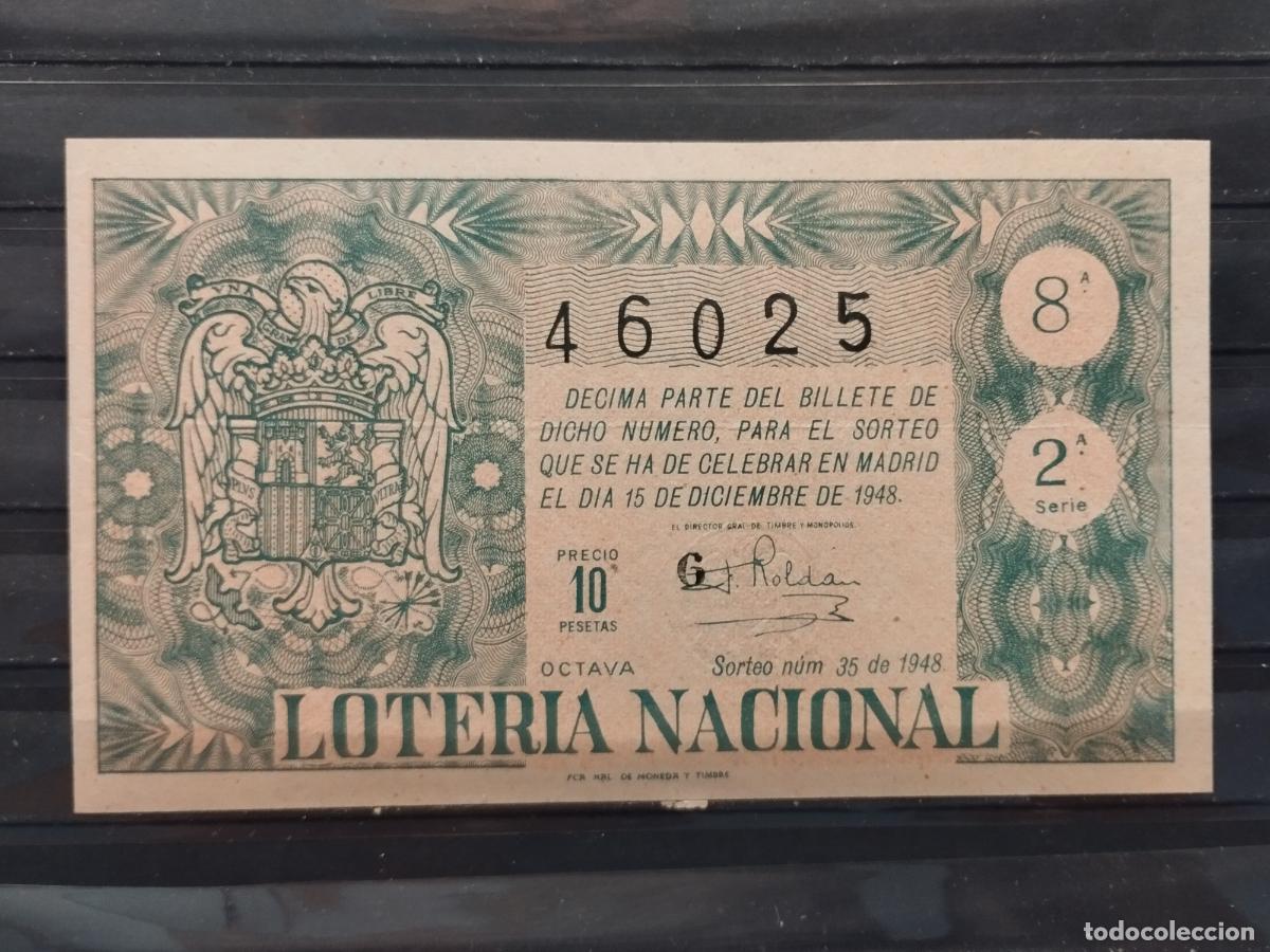 Loterie Nationale: FAC - DECIMO LOTERIA NACIONAL 1948. MADRID. SORTEO N&ordm; 35. EXCELENTE CALIDAD. LEER DESCRIPCION