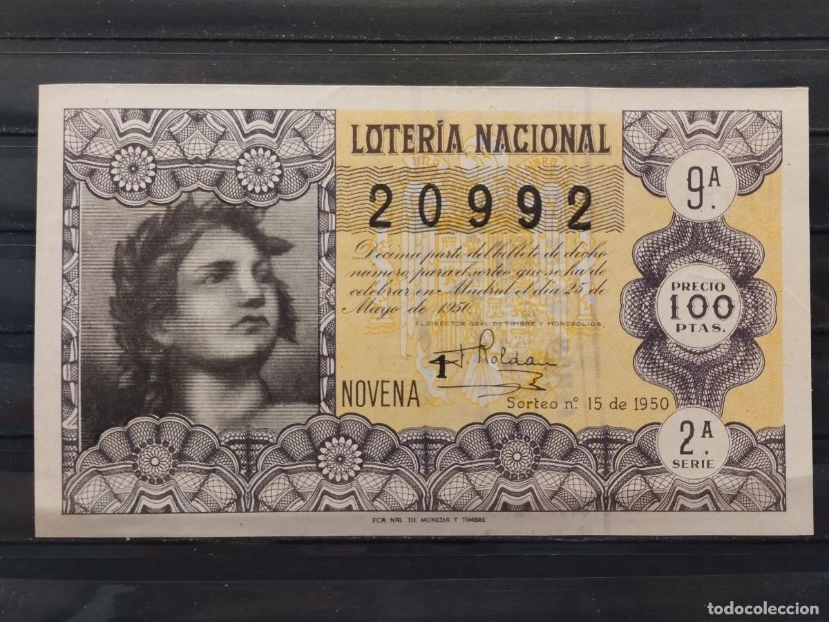 Loterie Nationale: FAC - DECIMO LOTERIA NACIONAL 1950. MADRID. SORTEO N&ordm; 15. EXCELENTE CALIDAD. LEER DESCRIPCION