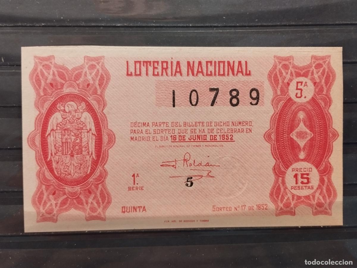 Loterie Nationale: FAC - DECIMO LOTERIA NACIONAL 1952. MADRID. SORTEO N&ordm; 17. EXCELENTE CALIDAD. LEER DESCRIPCION