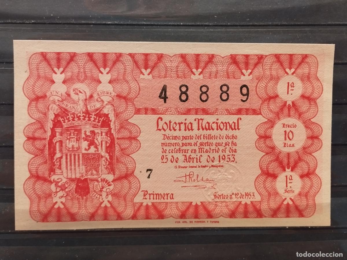 Loterie Nationale: FAC - DECIMO LOTERIA NACIONAL 1953. MADRID. SORTEO N&ordm; 12. EXCELENTE CALIDAD. LEER DESCRIPCION