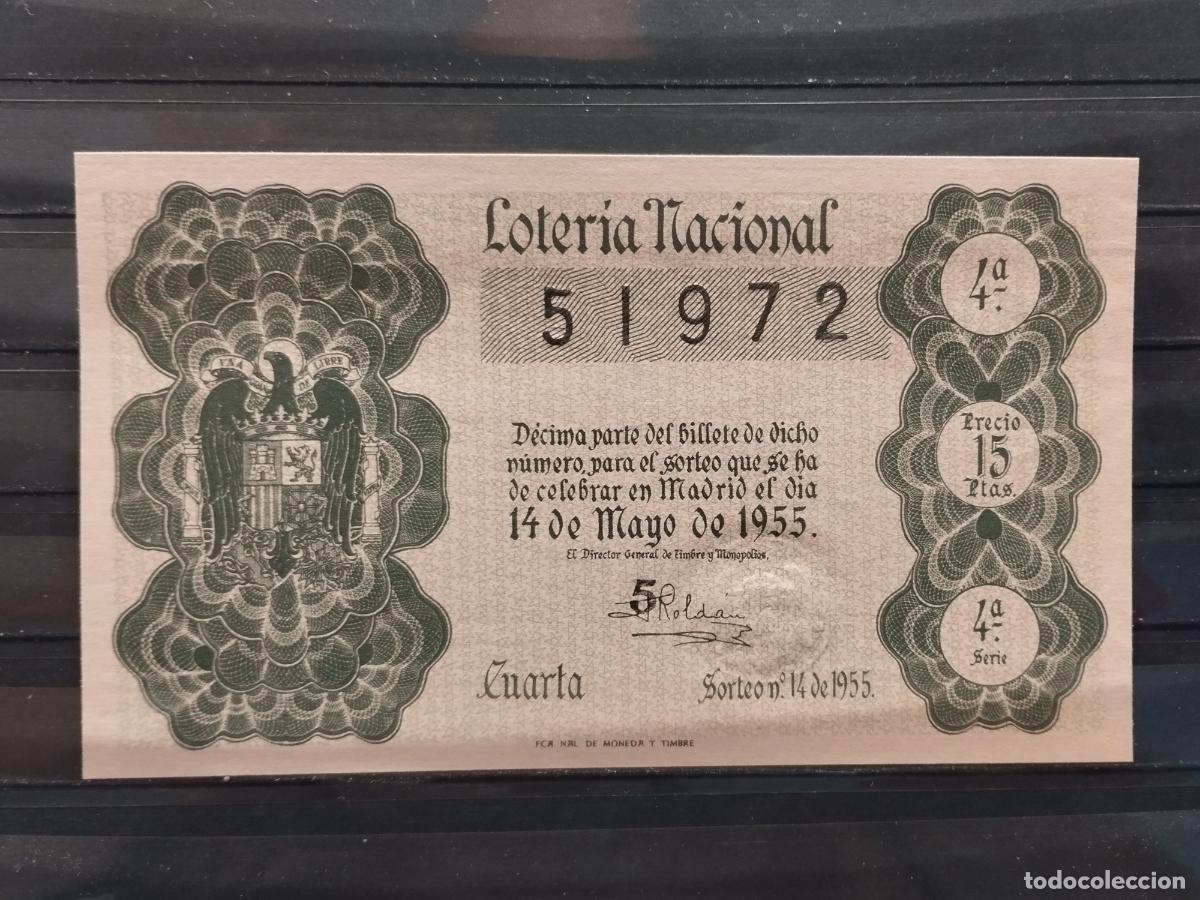 Lotteria Nationale Spagnola: FAC - DECIMO LOTERIA NACIONAL 1955. MADRID. SORTEO N&ordm; 14. EXCELENTE CALIDAD. LEER DESCRIPCION