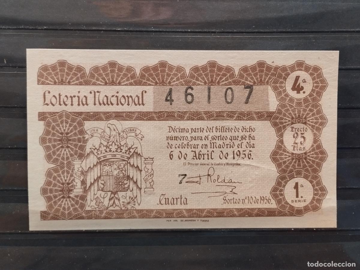 Lotteria Nationale Spagnola: FAC - DECIMO LOTERIA NACIONAL 1956. MADRID. SORTEO N&ordm; 10. EXCELENTE CALIDAD. LEER DESCRIPCION