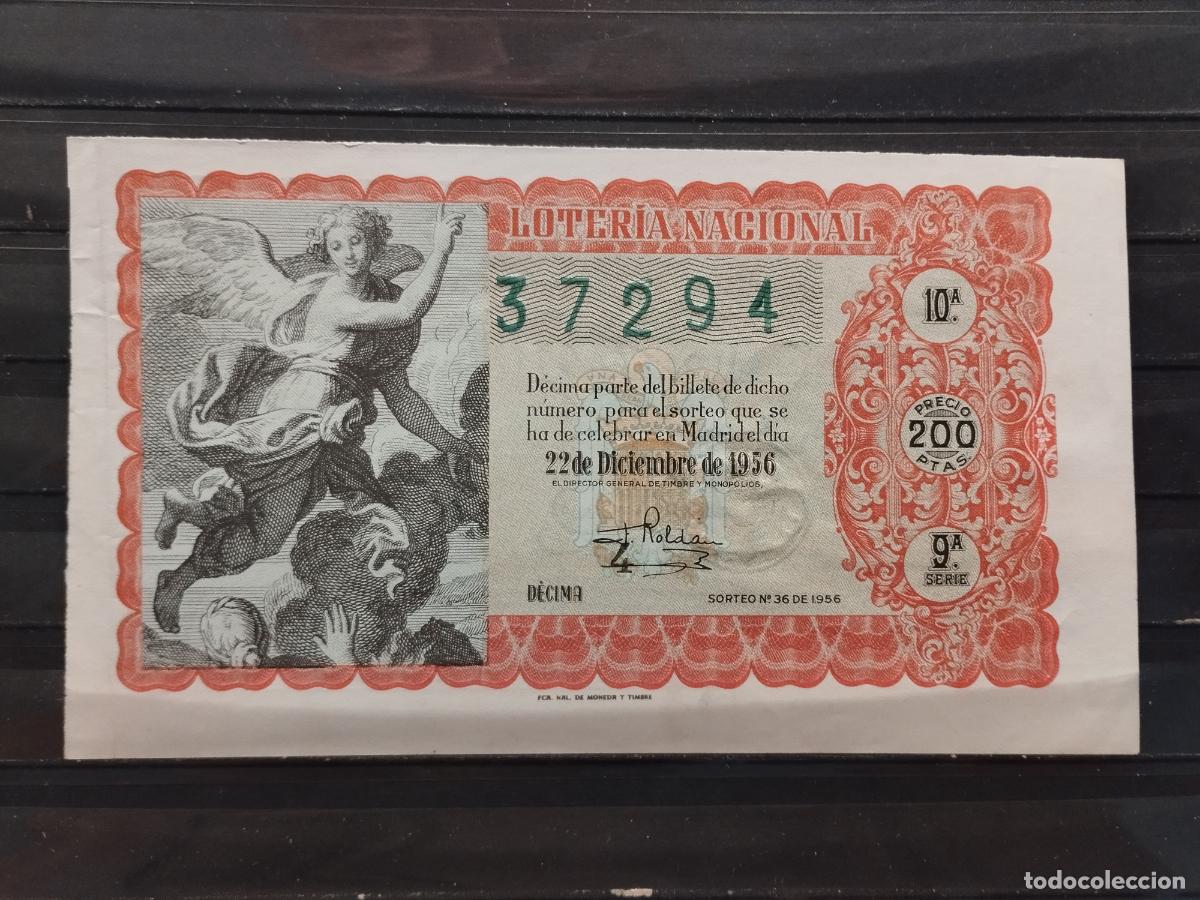 Nationale spanische Lotterie: FAC - DECIMO LOTERIA NACIONAL 1956. MADRID. SORTEO N&ordm; 36. BUENA CALIDAD. LEER DESCRIPCION