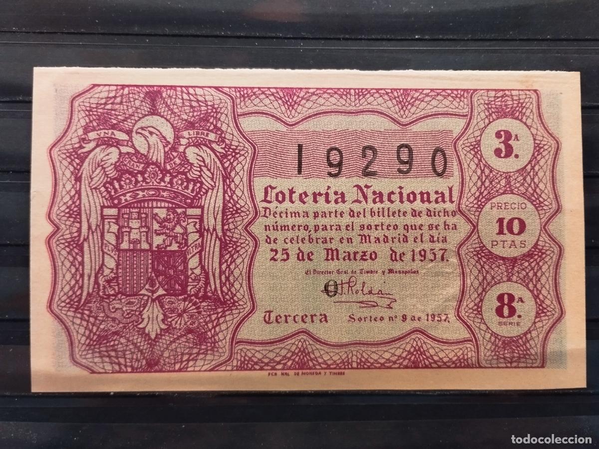 Nationale spanische Lotterie: FAC - DECIMO LOTERIA NACIONAL 1957. MADRID. SORTEO N&ordm; 9. EXCELENTE CALIDAD. LEER DESCRIPCION