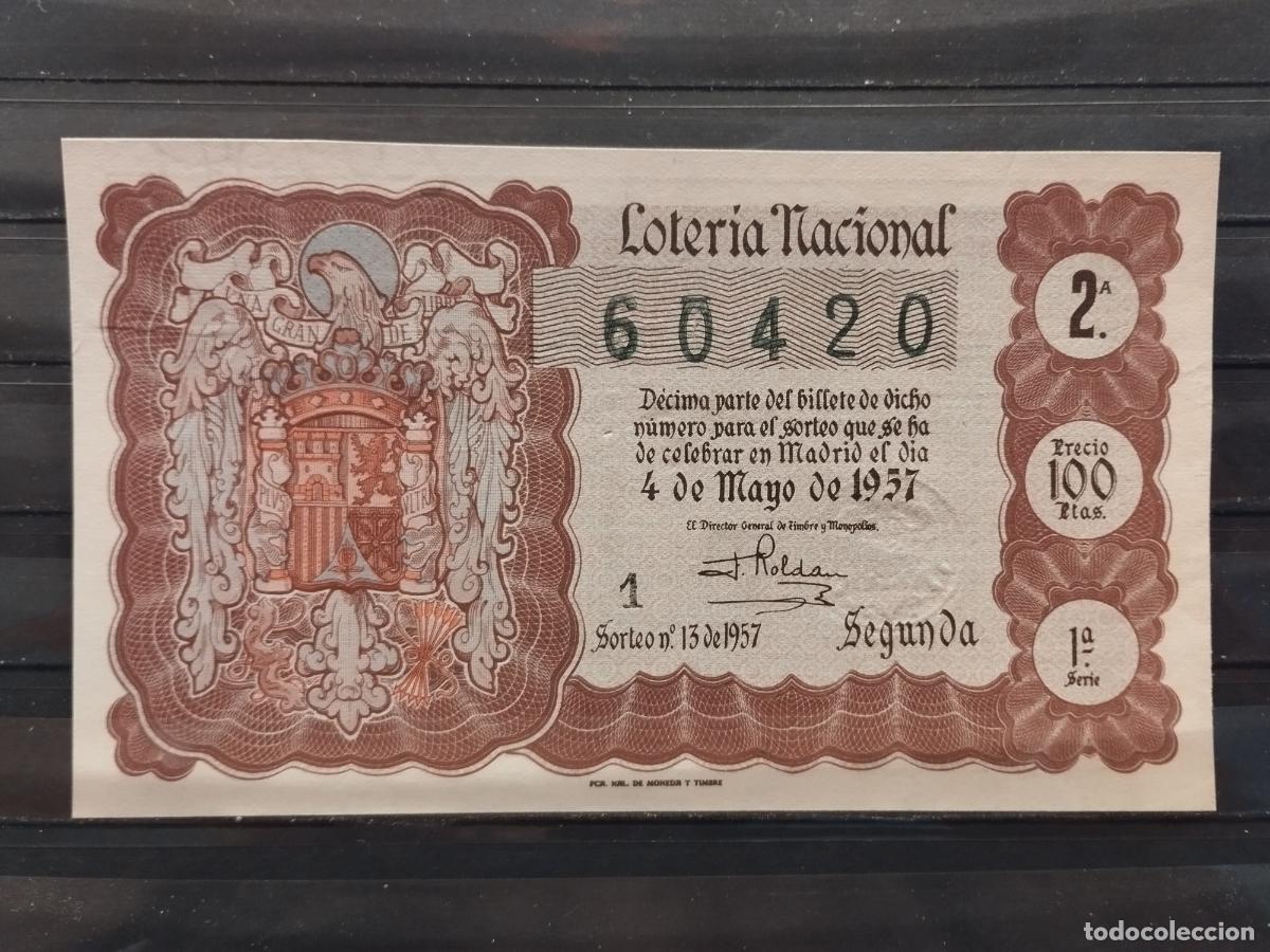 Nationale spanische Lotterie: FAC - DECIMO LOTERIA NACIONAL 1957. MADRID. SORTEO N&ordm; 13. EXCELENTE CALIDAD. LEER DESCRIPCION