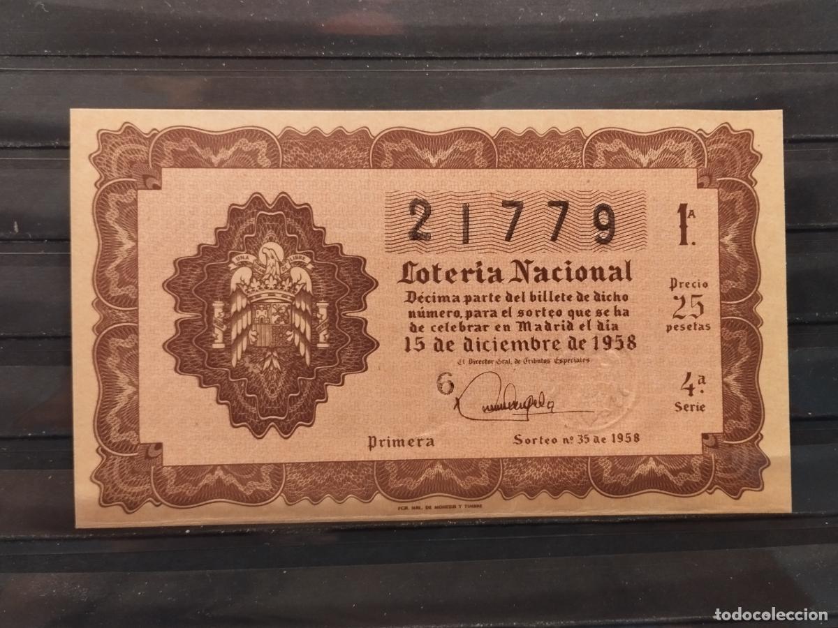 Nationale spanische Lotterie: FAC - DECIMO LOTERIA NACIONAL 1958. MADRID. SORTEO N&ordm; 35. EXCELENTE CALIDAD. LEER DESCRIPCION
