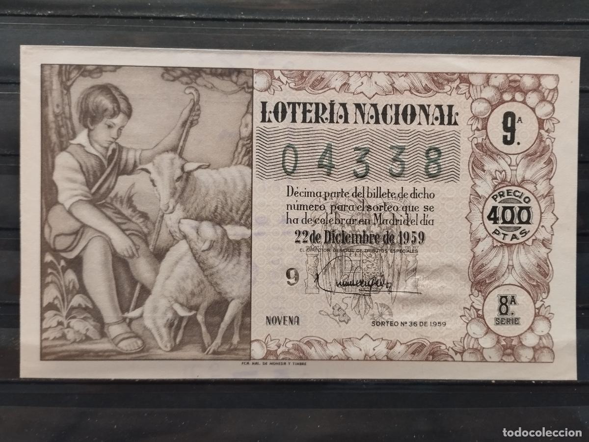 Nationale spanische Lotterie: FAC - DECIMO LOTERIA NACIONAL 1959. MADRID. SORTEO N&ordm; 36. EXCELENTE CALIDAD. LEER DESCRIPCION