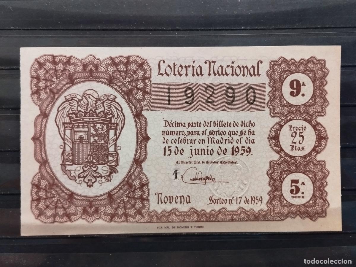 Nationale spanische Lotterie: FAC - DECIMO LOTERIA NACIONAL 1959. MADRID. SORTEO N&ordm; 17. EXCELENTE CALIDAD. LEER DESCRIPCION