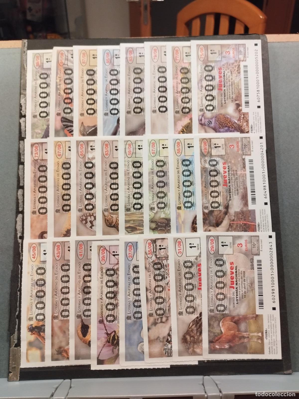 Nationale spanische Lotterie: CONJUNTO DE 34 DECIMOS LOTERIA NACIONAL JUEVES 2008. TODOS NUMERO 00000. LEER DESCRIPCION