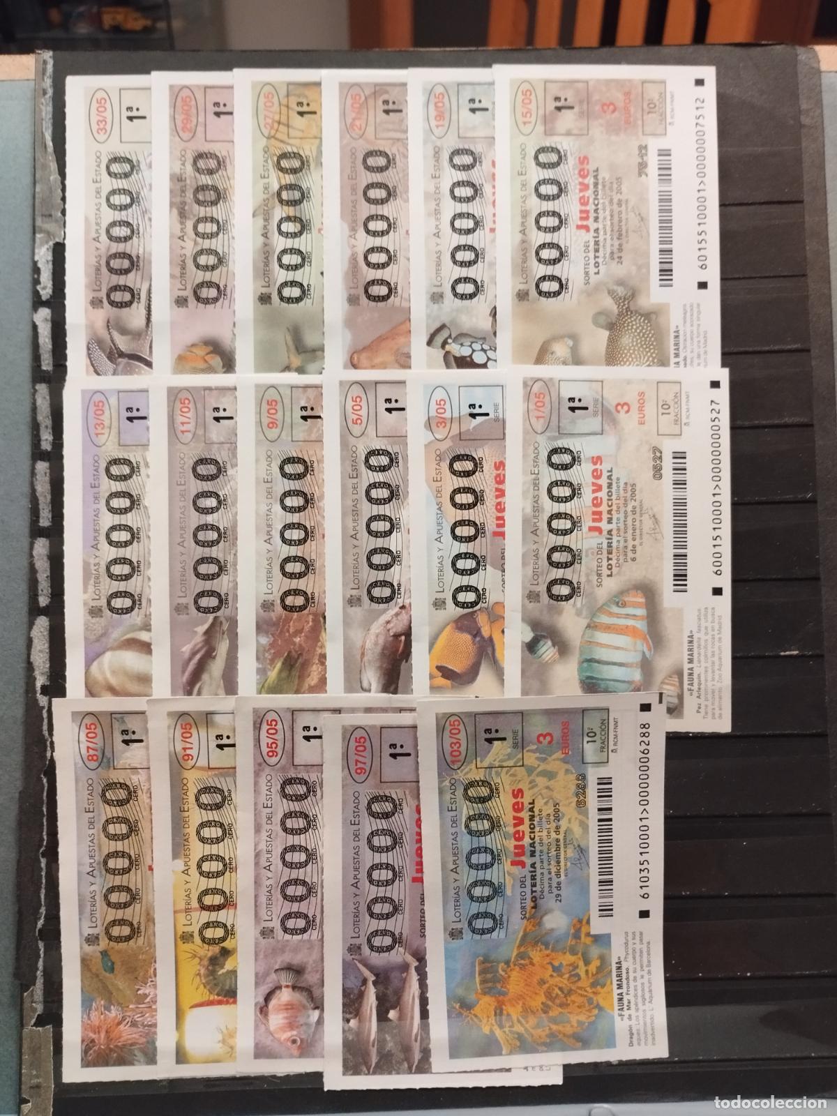 Loter&iacute;a nacional: CONJUNTO DE 17 DECIMOS LOTERIA NACIONAL JUEVES 2005. TODOS NUMERO 00000. LEER DESCRIPCION
