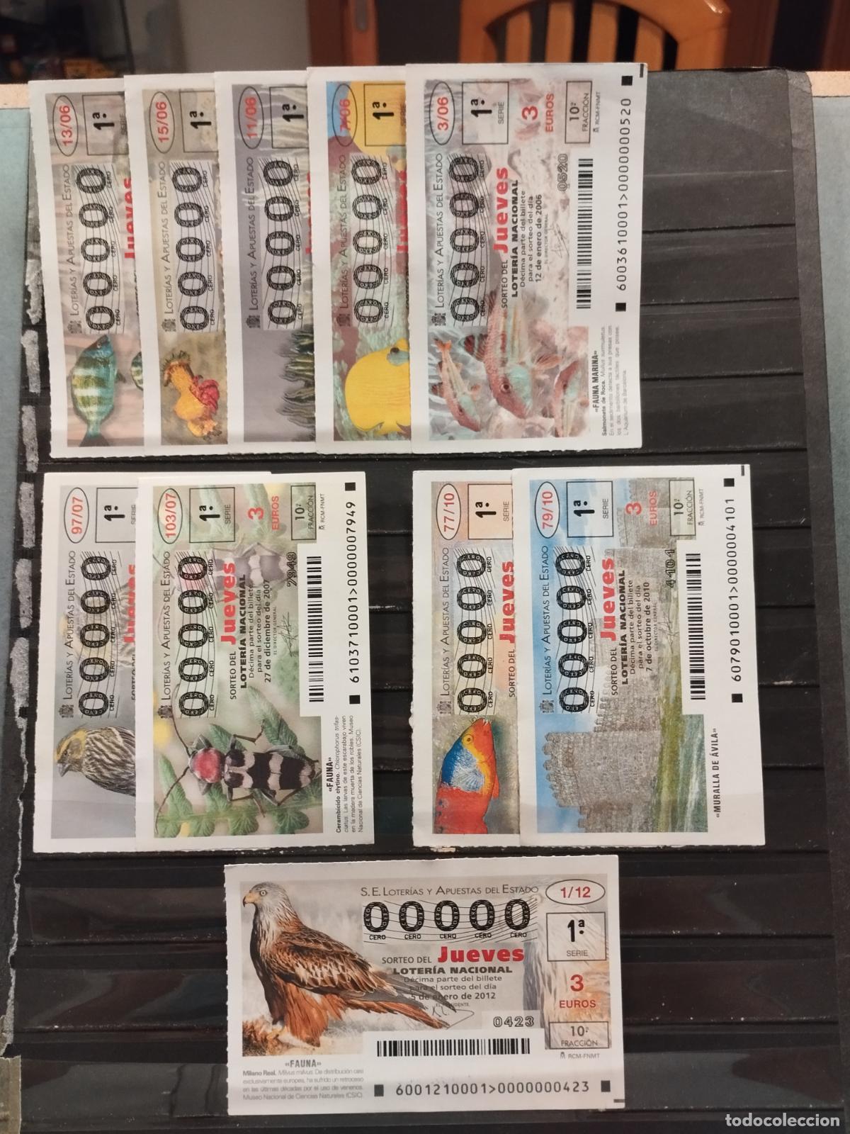 Loter&iacute;a nacional: CONJUNTO DE 10 DECIMOS LOTERIA NACIONAL JUEVES. A&Ntilde;OS VARIOS. TODOS NUMERO 00000. LEER DESCRIPCION