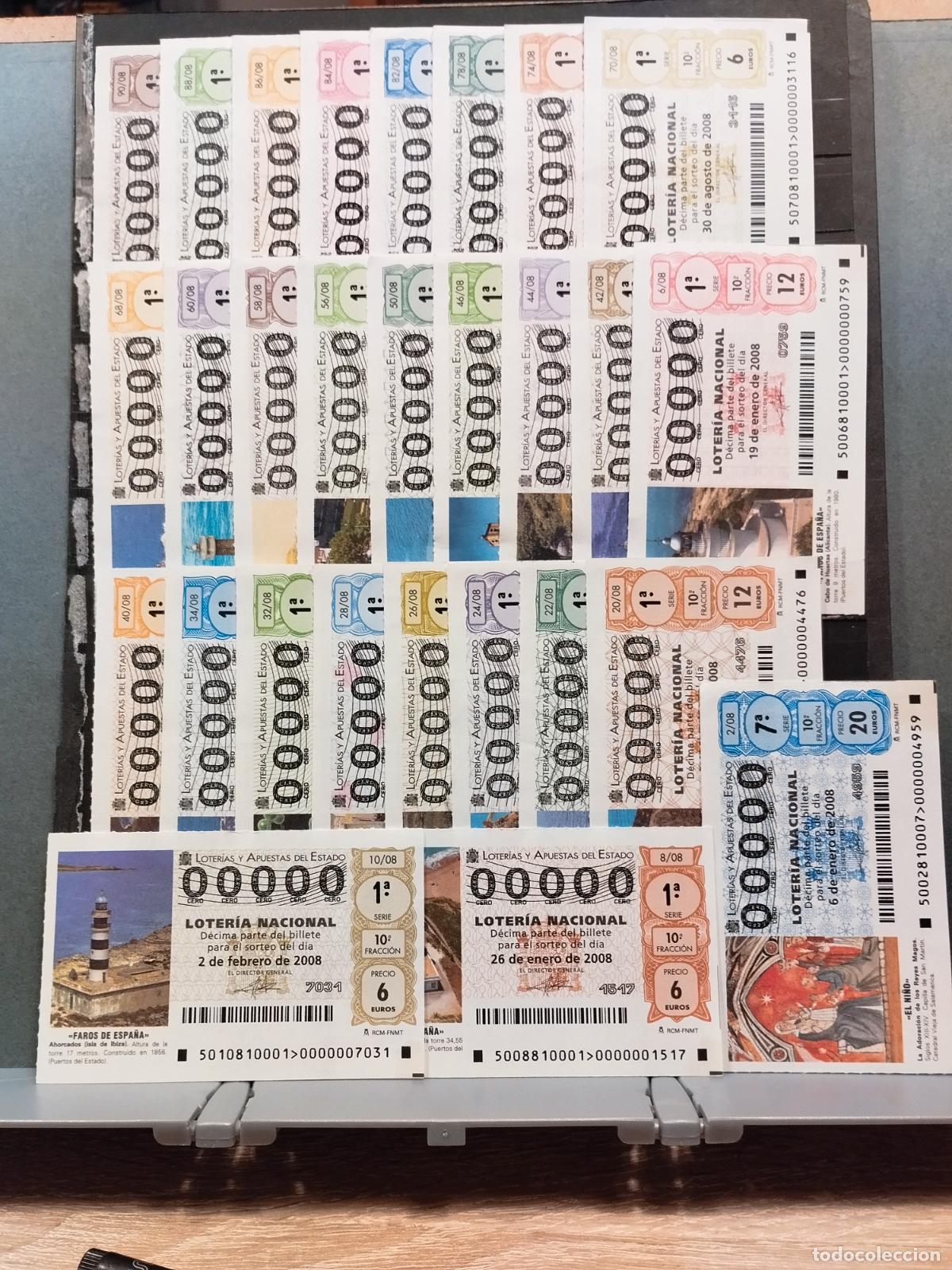 Loter&iacute;a nacional: CONJUNTO DE 28 DECIMOS LOTERIA NACIONAL. A&Ntilde;O 2008. TODOS NUMERO 00000. LEER DESCRIPCION