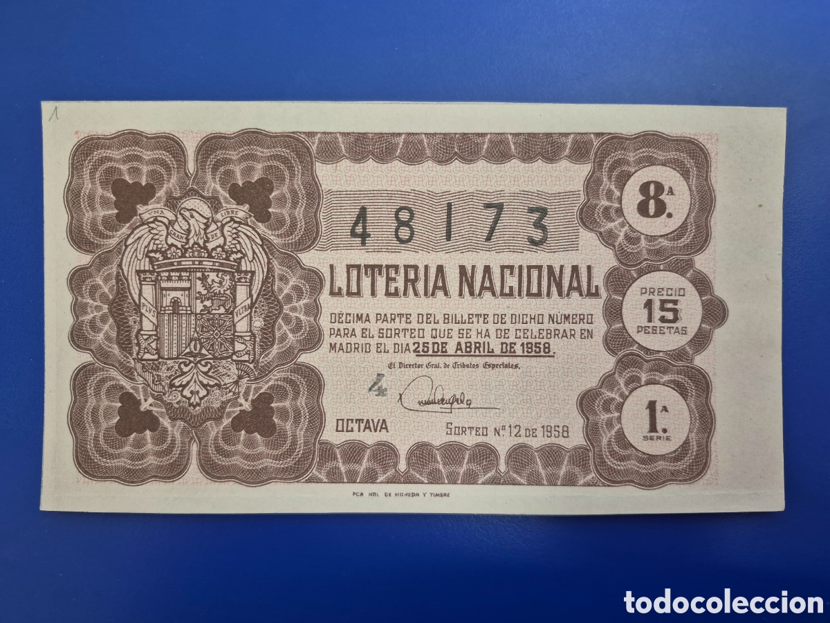 Loter&iacute;a nacional: LOTERIA NACIONAL SORTEO 12 DE 1958