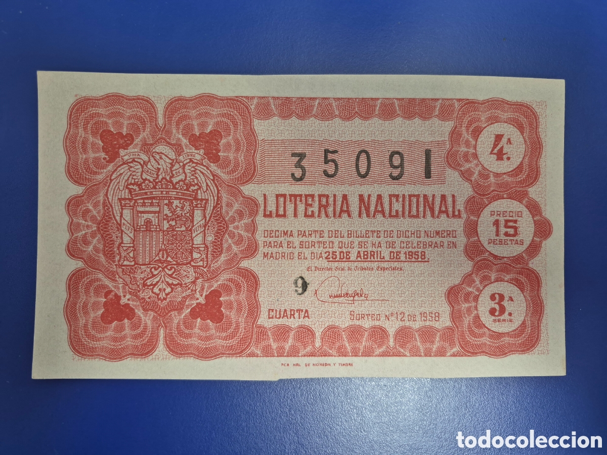Loter&iacute;a nacional: LOTERIA NACIONAL SORTEO 12 DE 1958