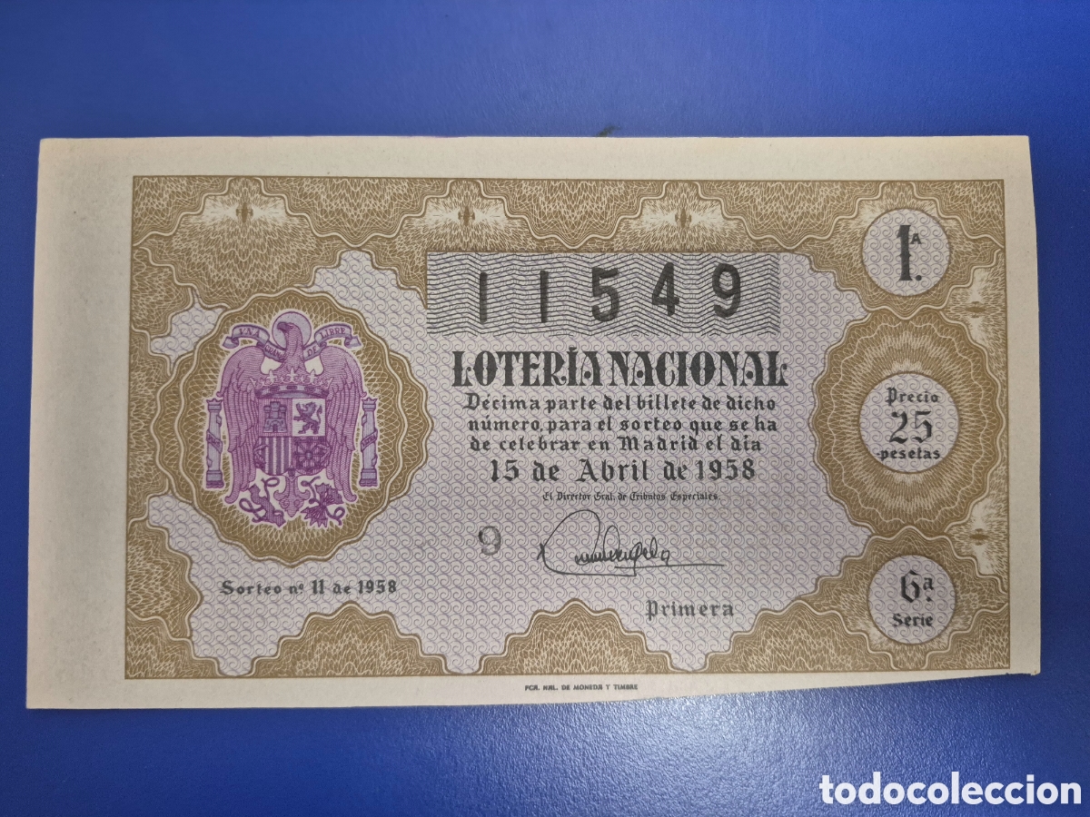 Loter&iacute;a nacional: LOTERIA NACIONAL SORTEO 11 DE 1958