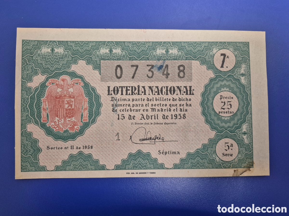 Loter&iacute;a nacional: LOTERIA NACIONAL SORTEO 11 DE 1958