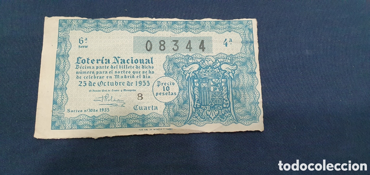 Loter&iacute;a nacional: D&eacute;cimo de loter&iacute;a Octubre 1955. (L133)