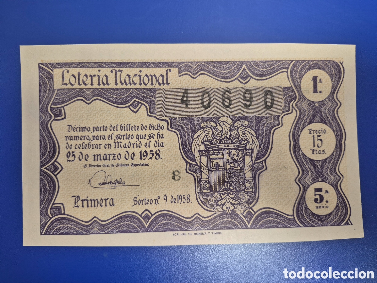 Loter&iacute;a nacional: LOTERIA NACIONAL SORTEO 9 DE 1958