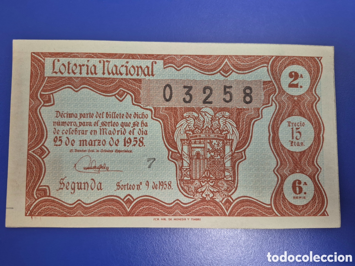 Loter&iacute;a nacional: LOTERIA NACIONAL SORTEO 9 DE 1958