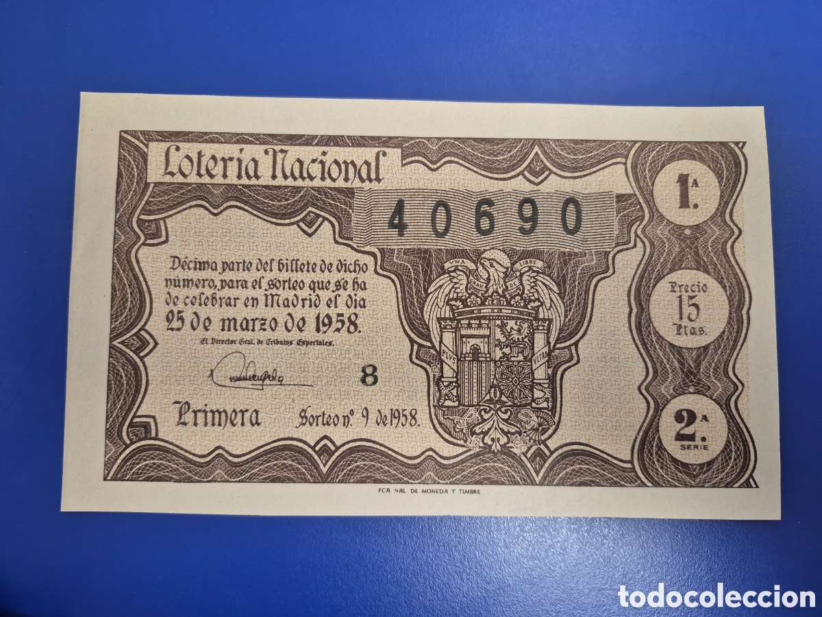 Loter&iacute;a nacional: LOTERIA NACIONAL SORTEO 9 DE 1958