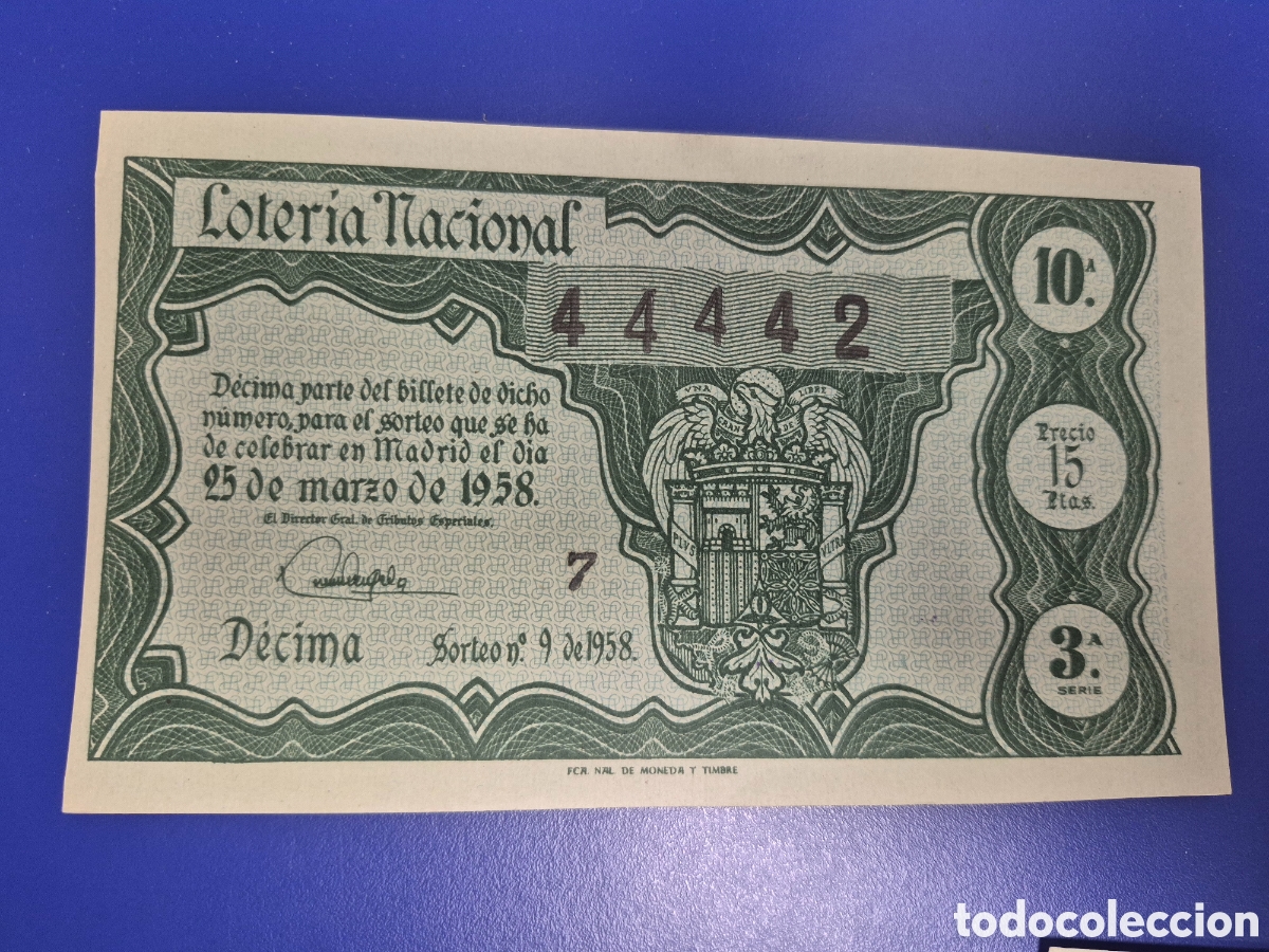 Loter&iacute;a nacional: LOTERIA NACIONAL SORTEO 9 DE 1958