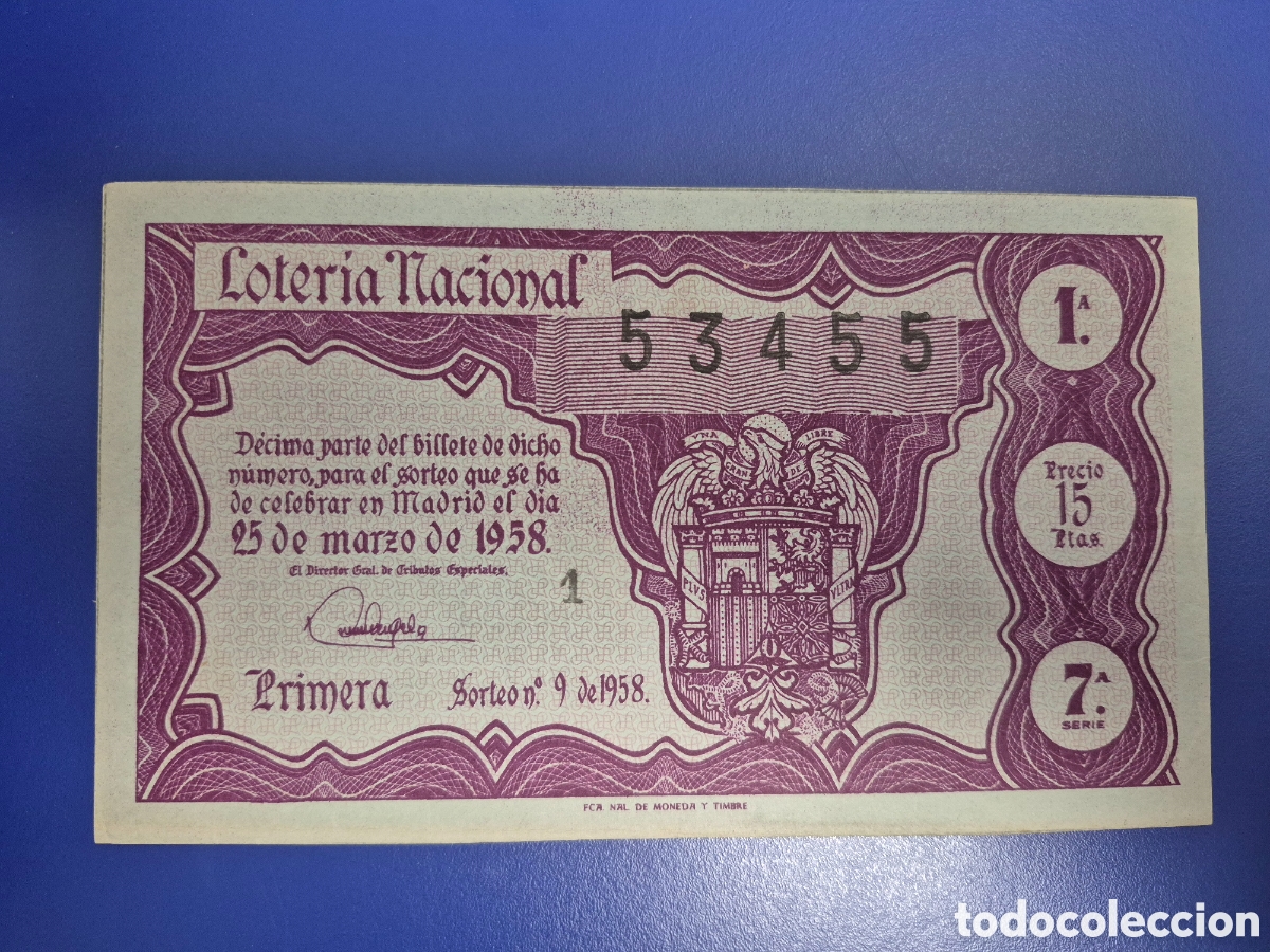 Loter&iacute;a nacional: LOTERIA NACIONAL SORTEO 9 DE 1958