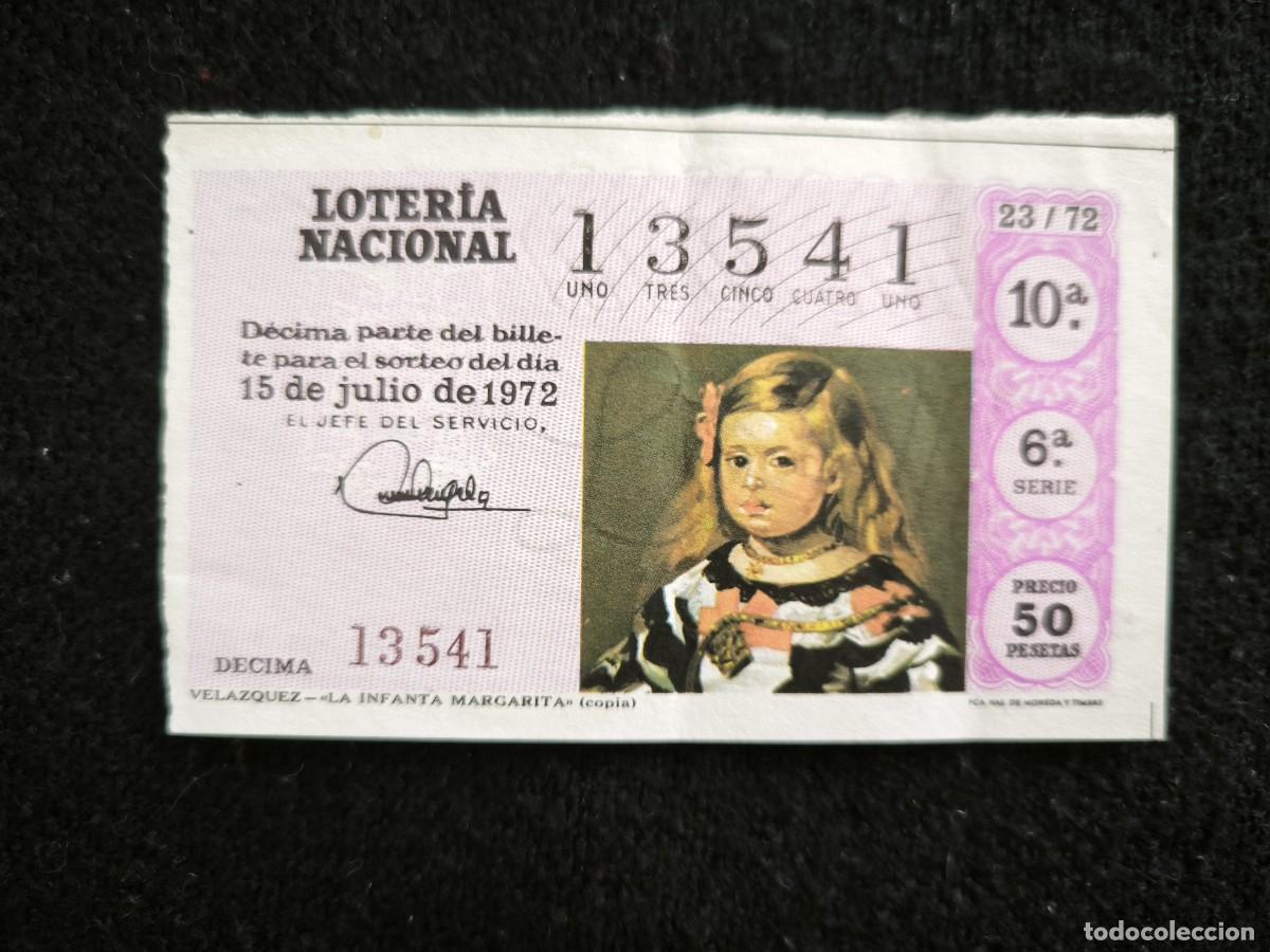 Loter&iacute;a nacional: D&eacute;cimo Loter&iacute;a Nacional 1972 Infanta Margarita Vel&aacute;zquez &ndash; Billete Antiguo Para Coleccionistas