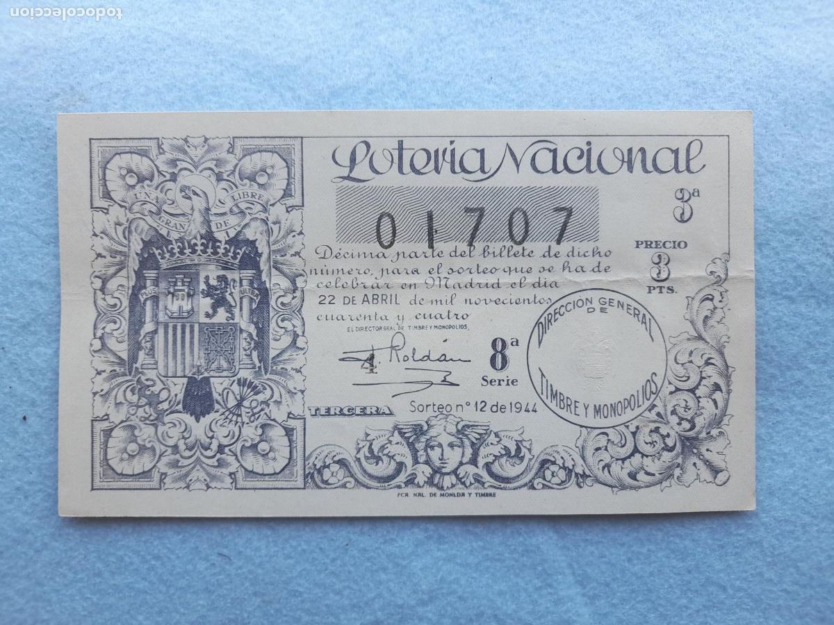 Loter&iacute;a nacional: D&eacute;cimo. Sorteo n&ordm; 12 de 1944.