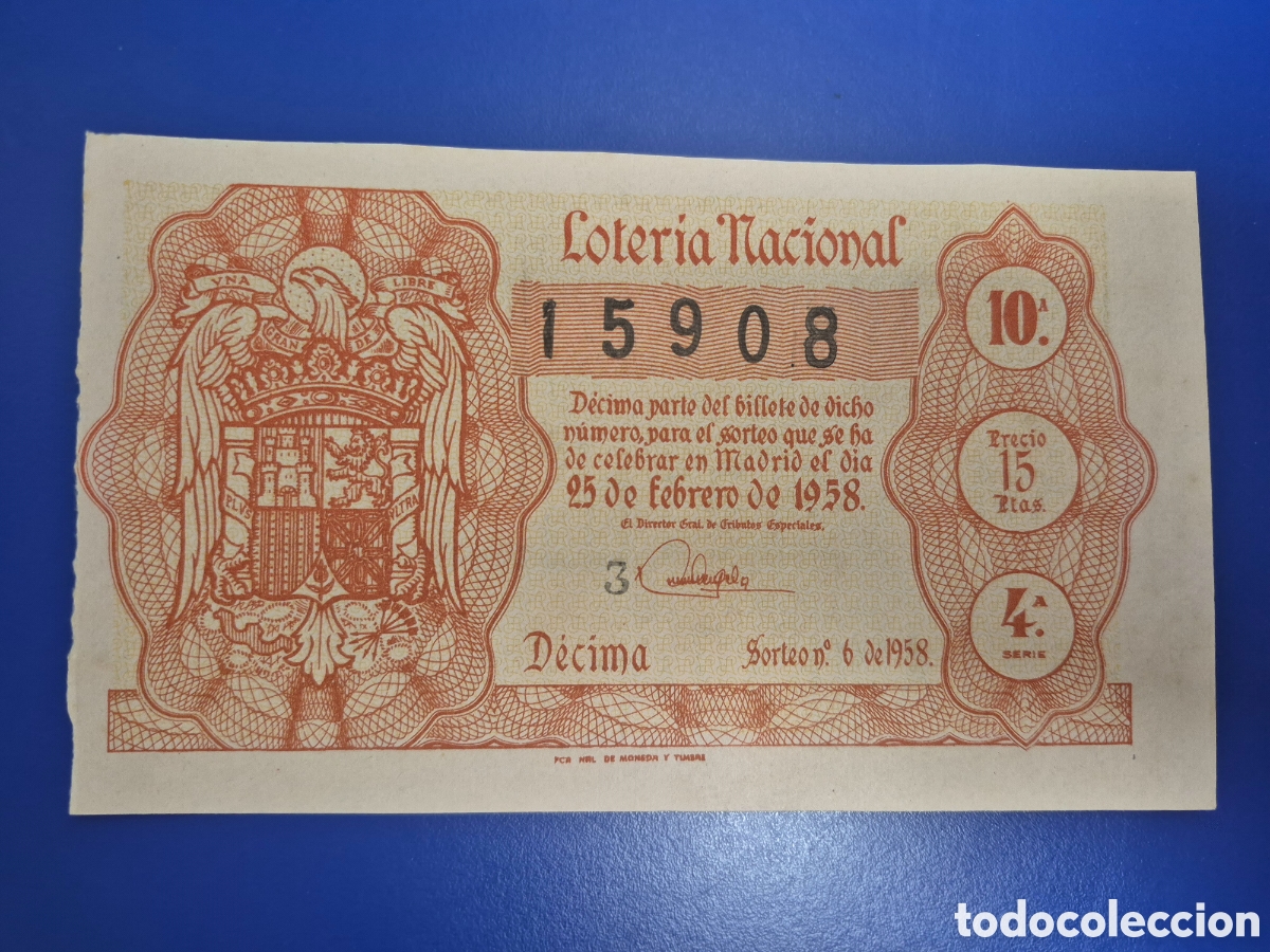Loter&iacute;a nacional: LOTERIA NACIONAL SORTEO 6 DE 1958