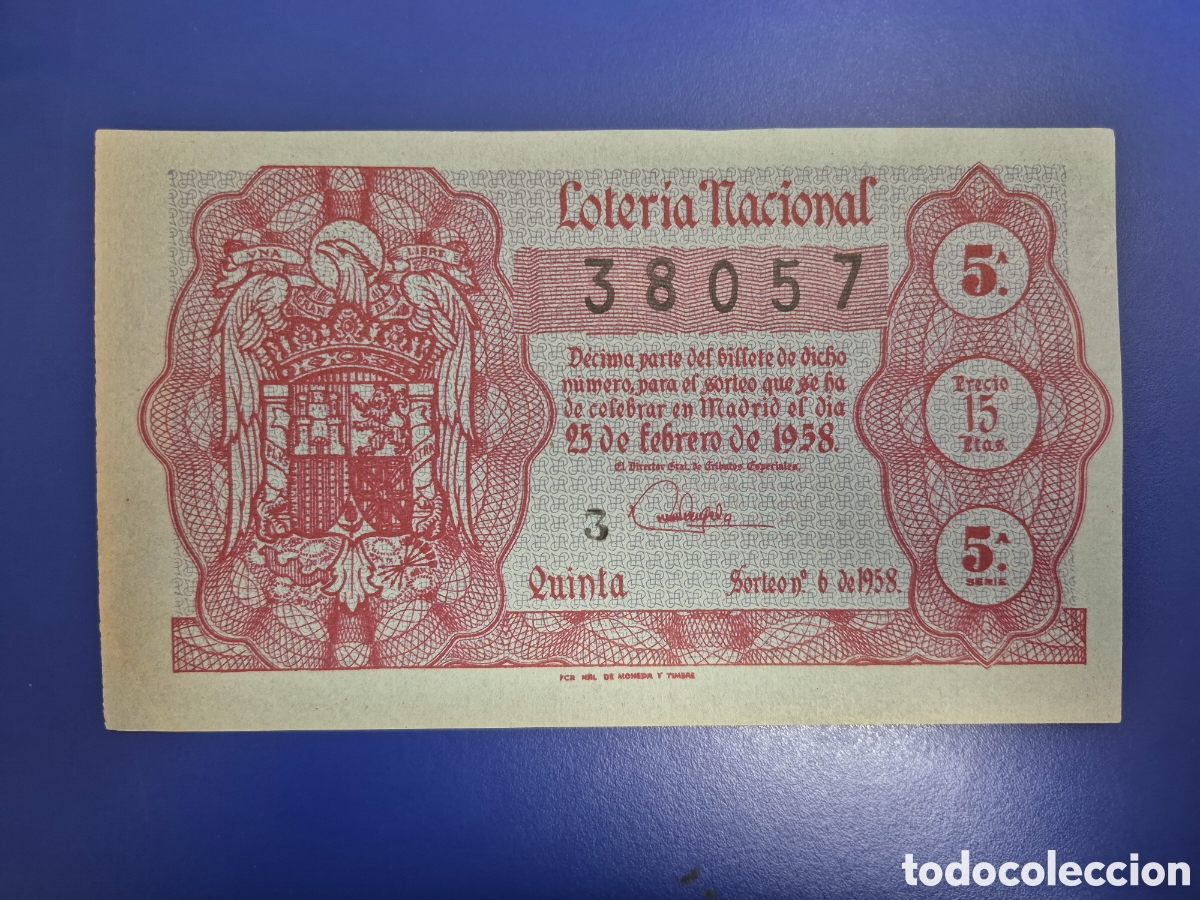 Loter&iacute;a nacional: LOTERIA NACIONAL SORTEO 6 DE 1958