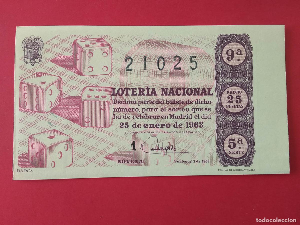 Loter&iacute;a nacional: DECIMO DE LOTERIA NACIONAL A&Ntilde;O 1963 SORTEO N&ordm; 3