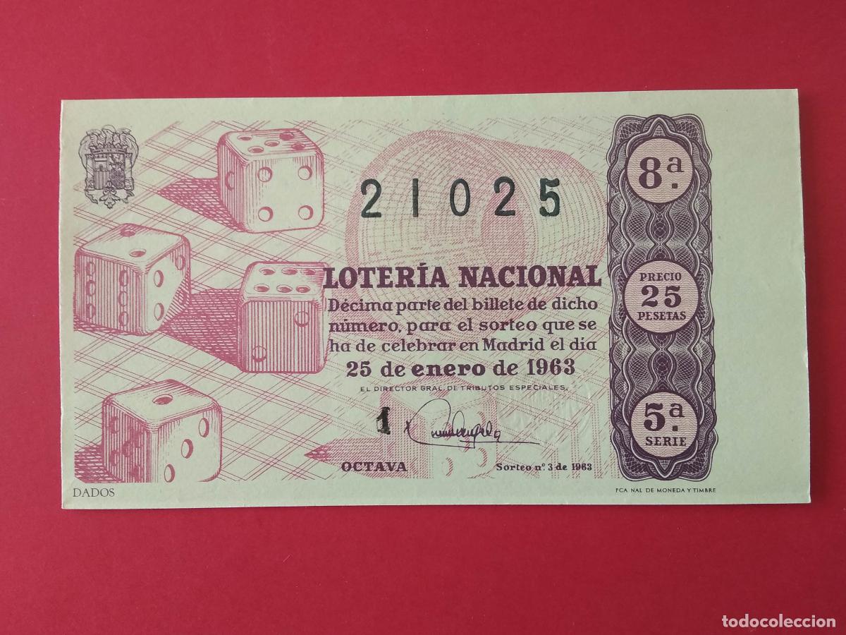 Loter&iacute;a nacional: DECIMO DE LOTERIA NACIONAL A&Ntilde;O 1963 SORTEO N&ordm; 3