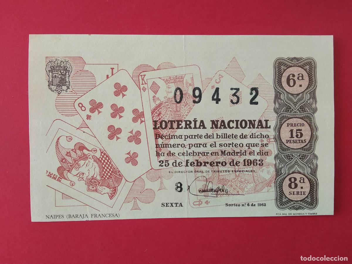 Loter&iacute;a nacional: DECIMO DE LOTERIA NACIONAL A&Ntilde;O 1963 SORTEO N&ordm; 6