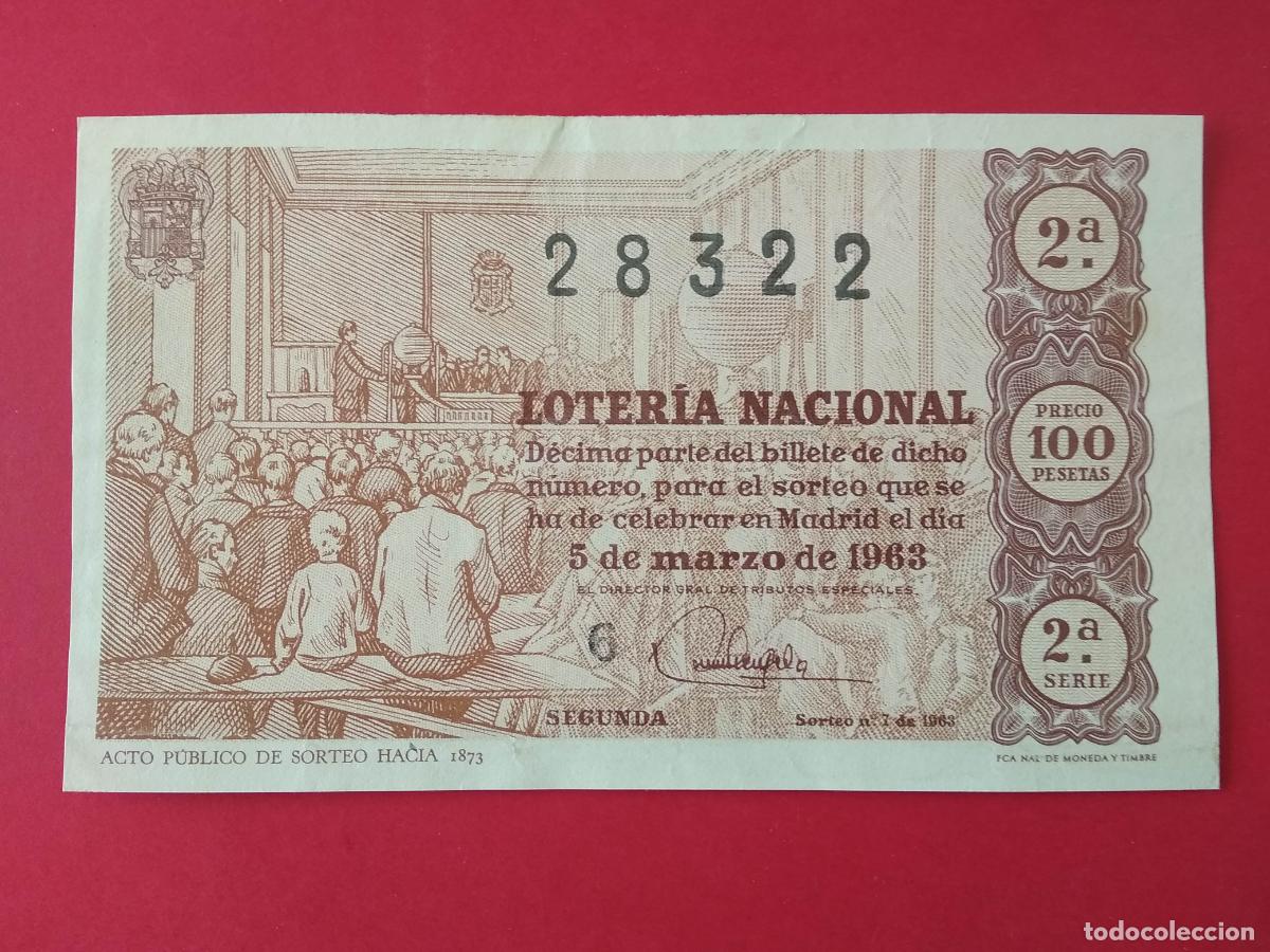 Loter&iacute;a nacional: DECIMO DE LOTERIA NACIONAL A&Ntilde;O 1963 SORTEO N&ordm; 7