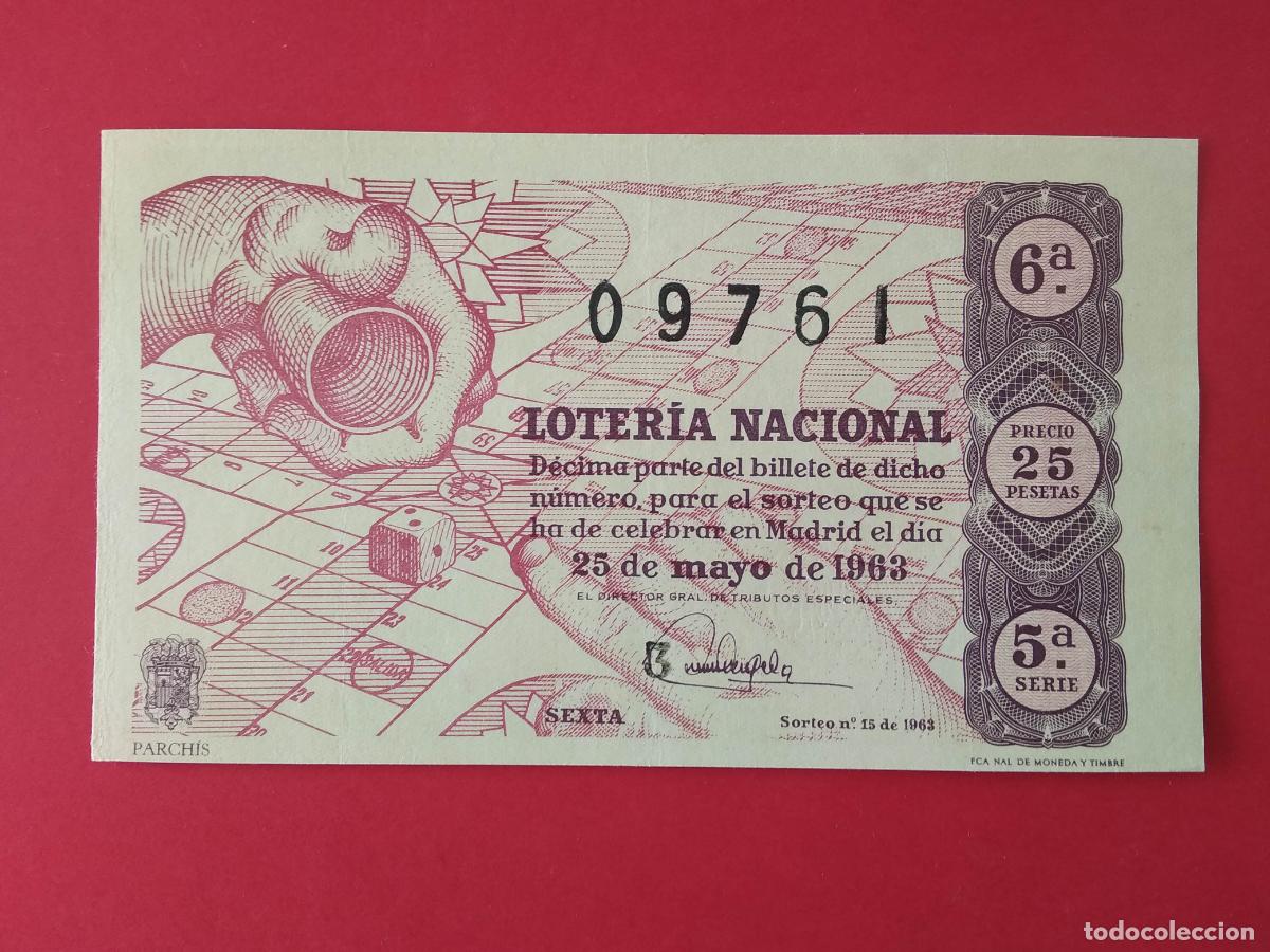 Loter&iacute;a nacional: DECIMO DE LOTERIA NACIONAL A&Ntilde;O 1963 SORTEO N&ordm; 15