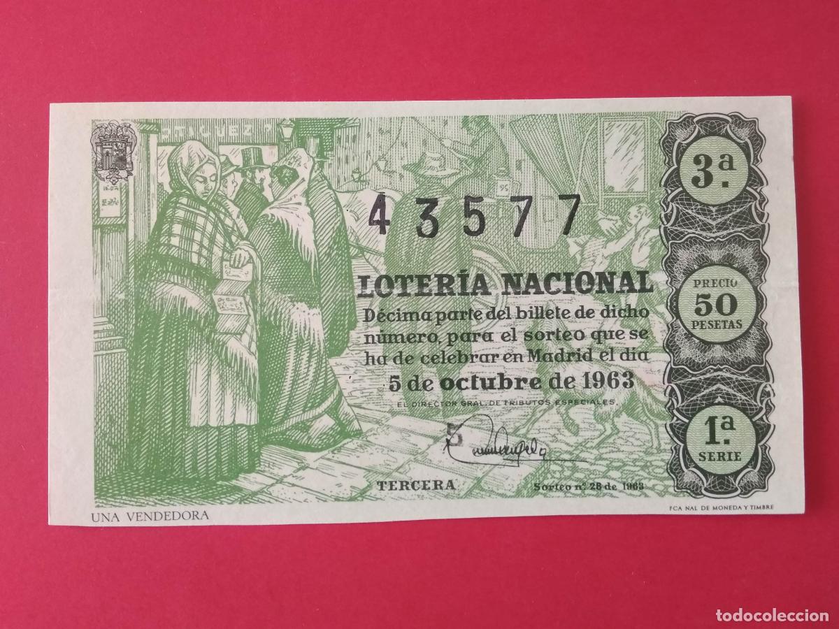 Loter&iacute;a nacional: DECIMO DE LOTERIA NACIONAL A&Ntilde;O 1963 SORTEO N&ordm; 28