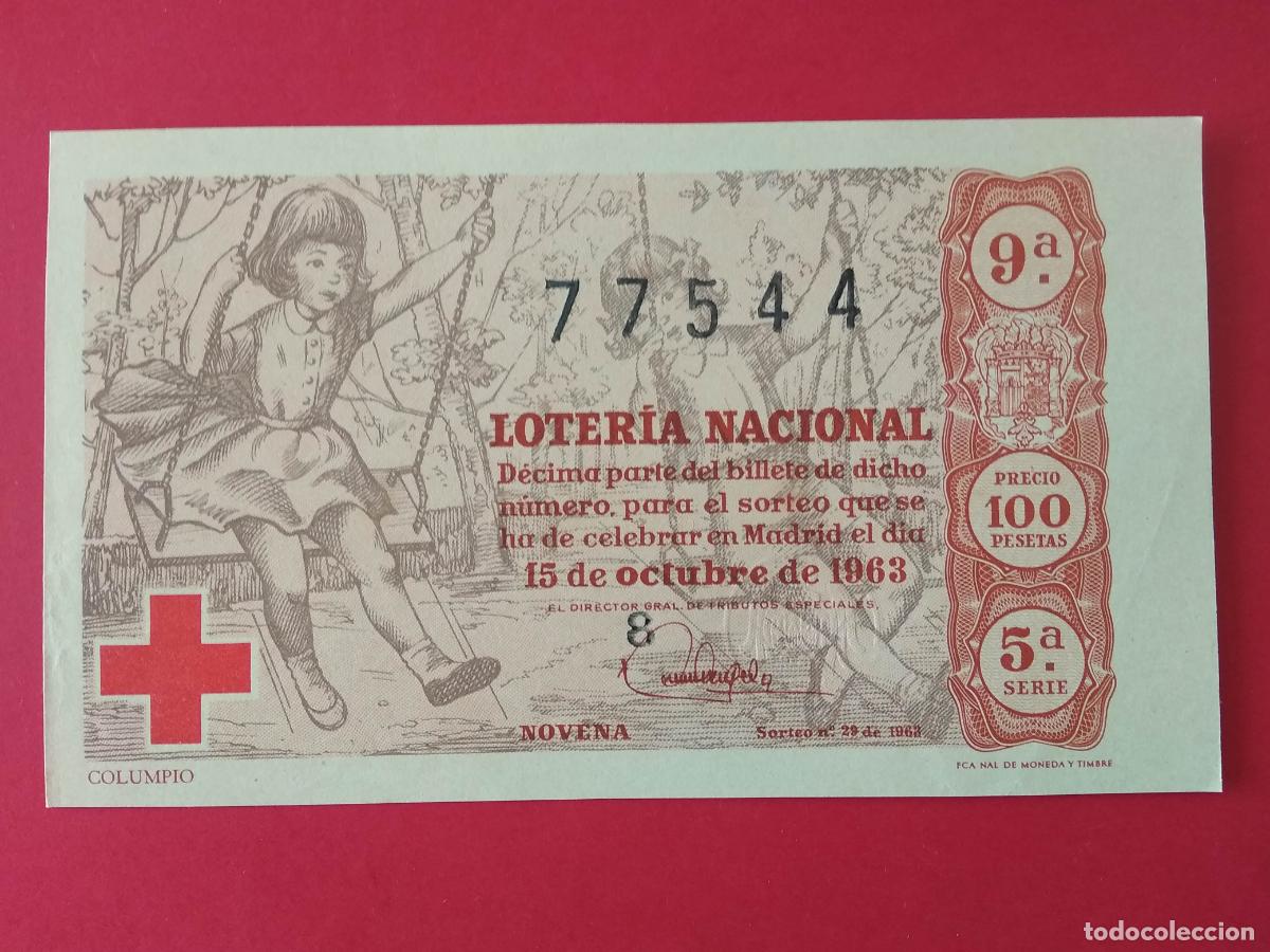 Loter&iacute;a nacional: DECIMO DE LOTERIA NACIONAL A&Ntilde;O 1963 SORTEO N&ordm; 29 CRUZ ROJA