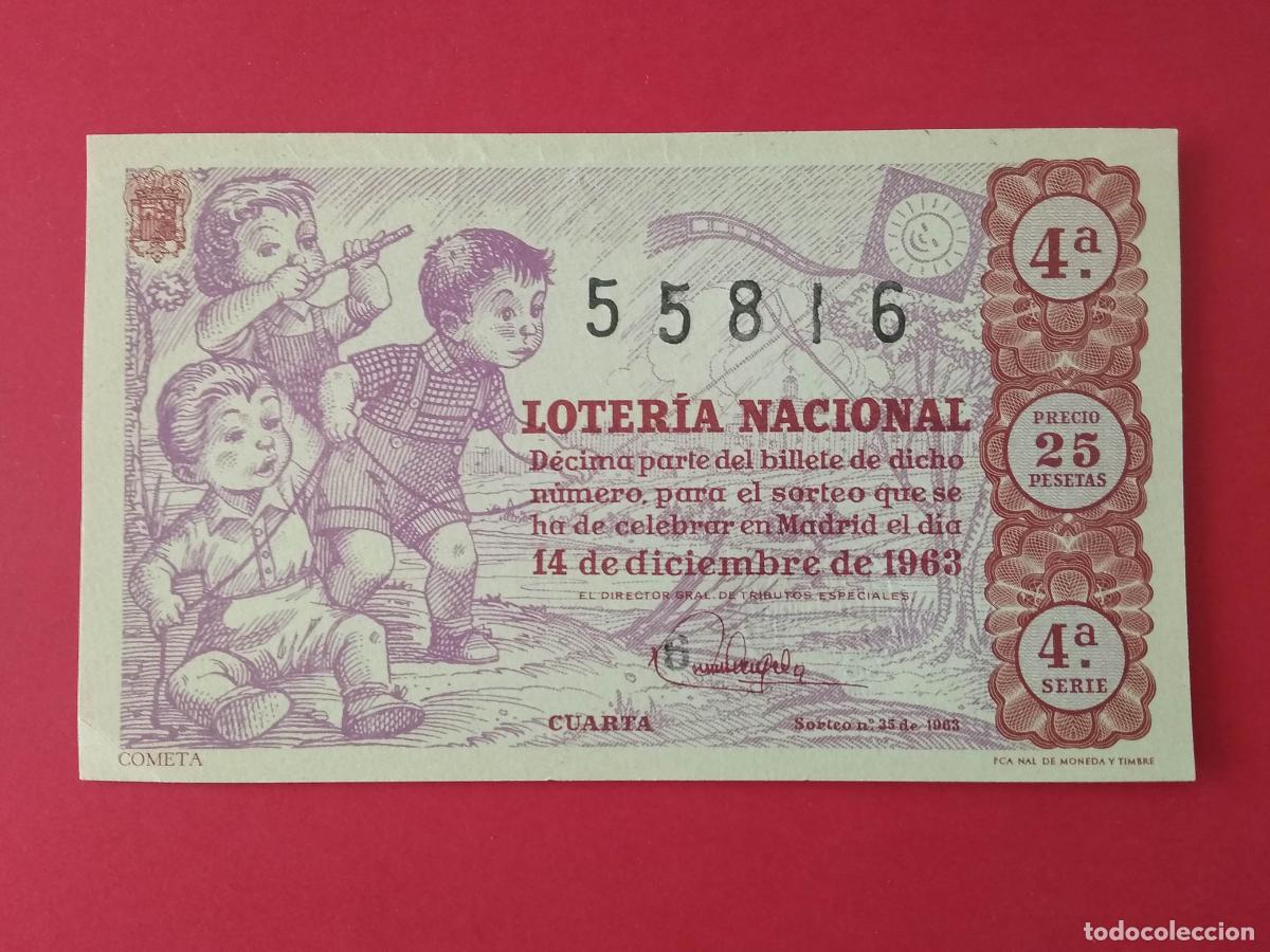 Loter&iacute;a nacional: DECIMO DE LOTERIA NACIONAL A&Ntilde;O 1963 SORTEO N&ordm; 35
