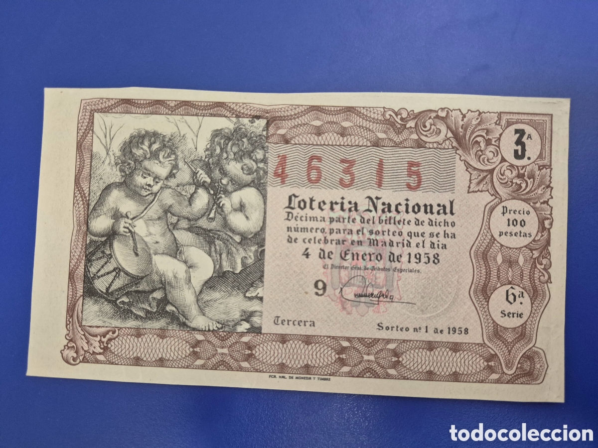 Loter&iacute;a nacional: LOTERIA NACIONAL SORTEO 1 DE 1958 NI&Ntilde;O